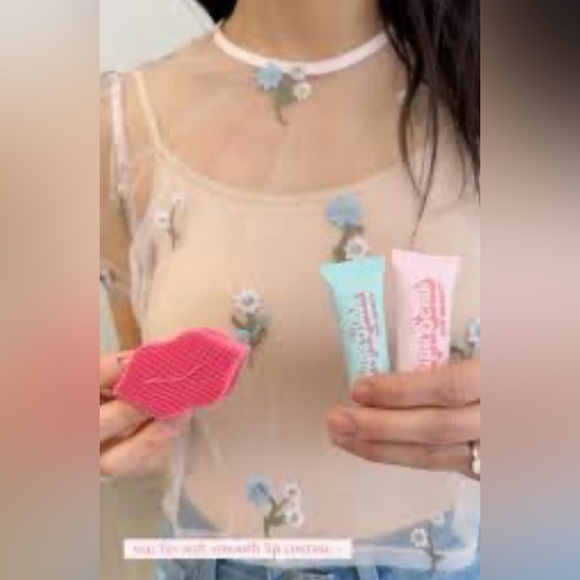 Forever 21 ShirtTops Large LightPink Embroidery Floral Sheer Croptop Puff Sleeve - Picture 11 of 12